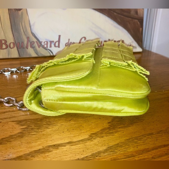 Botkier Sateen Shoulder Bag w/ Heavy Chain - Lime Green - Like New $295 MSRP - Picture 9 of 16